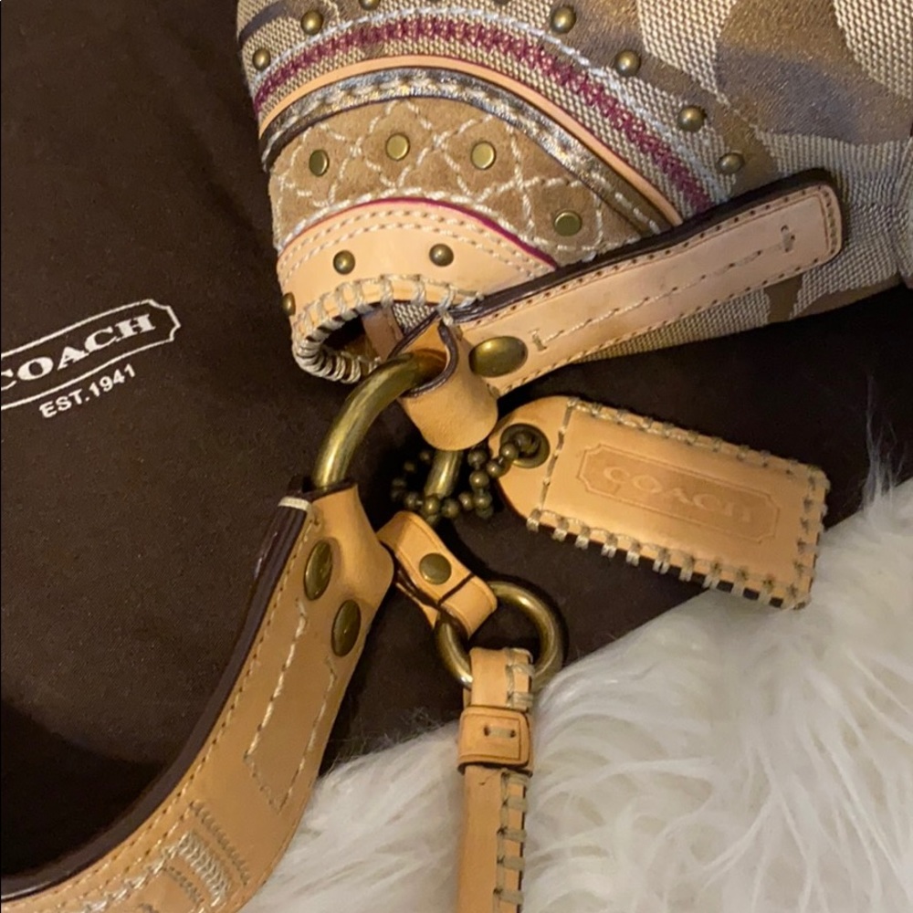 Coach RARE Signature C Studded Vachetta Flap Hobo - Picture 5 of 8